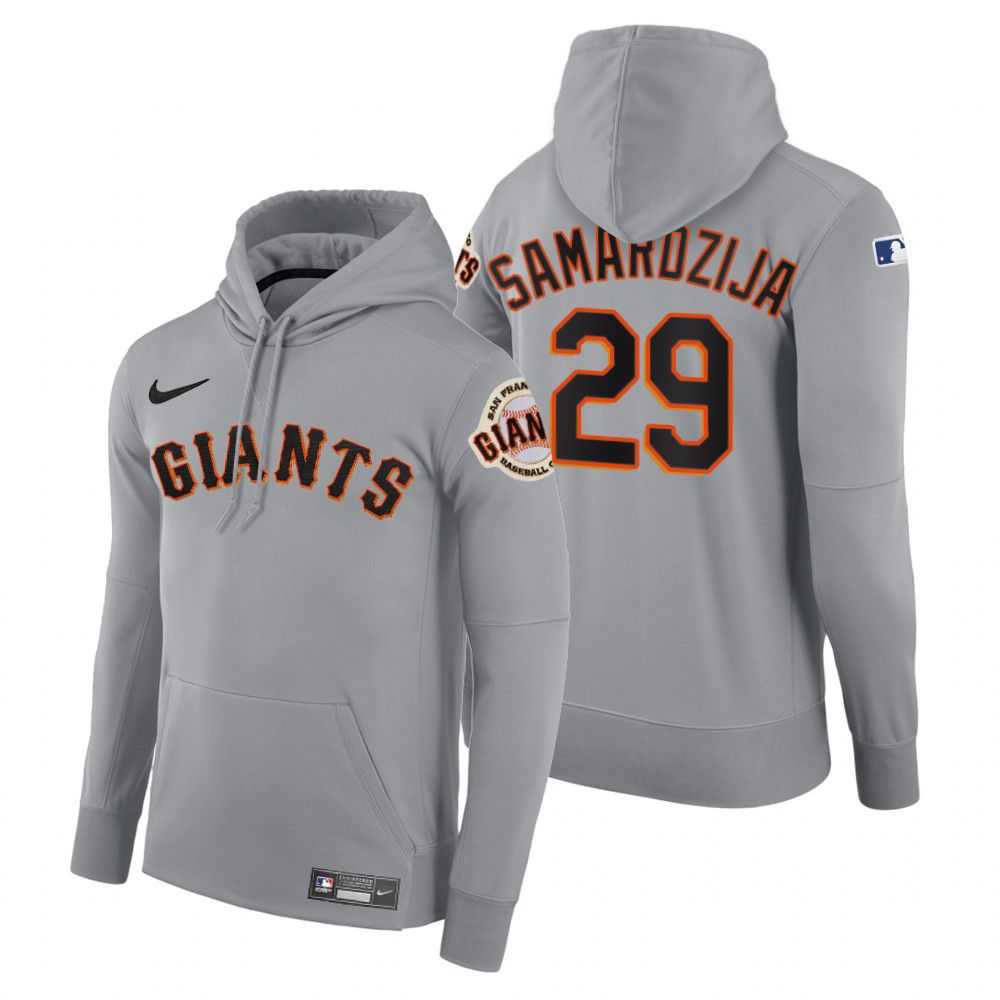 Men San Francisco Giants 29 Samardzija gray road hoodie 2021 MLB Nike Jerseys